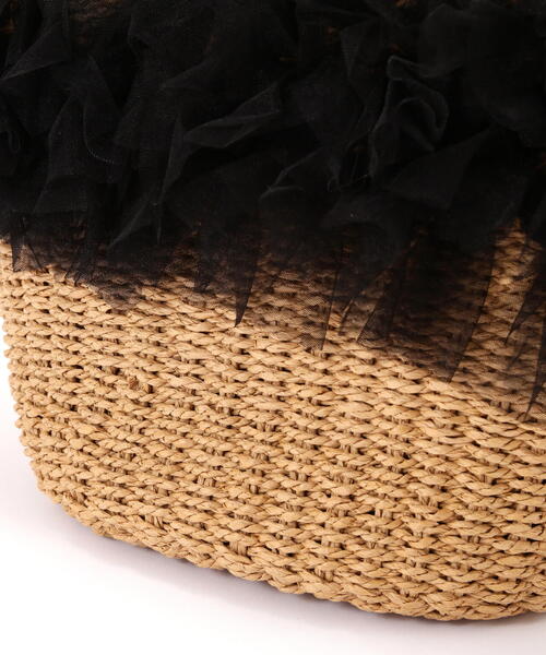 EDIT COLOGNE（エディットコロン）の「チュールデザインかごバッグ（かごバッグ・レディース・ブラック/グレー・ﾌﾘ-）」の6枚目の写真