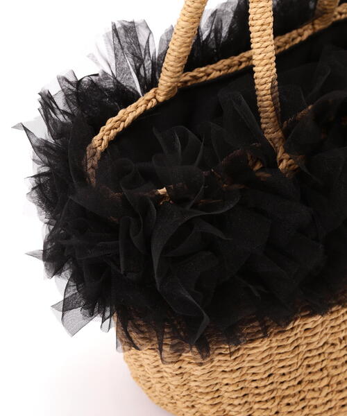 EDIT COLOGNE（エディットコロン）の「チュールデザインかごバッグ（かごバッグ・レディース・ブラック/グレー・ﾌﾘ-）」の5枚目の写真