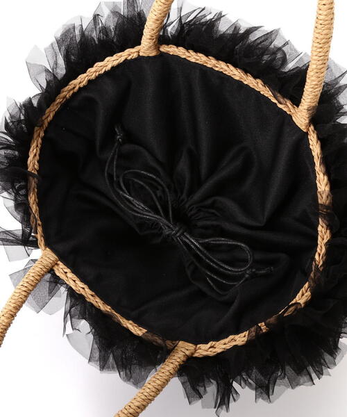 EDIT COLOGNE（エディットコロン）の「チュールデザインかごバッグ（かごバッグ・レディース・ブラック/グレー・ﾌﾘ-）」の4枚目の写真