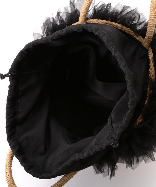 EDIT COLOGNE（エディットコロン）の「チュールデザインかごバッグ（かごバッグ・レディース・ブラック/グレー・ﾌﾘ-）」の3枚目の写真