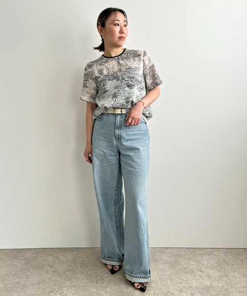 LHELBIE（レルビエ）の「サッカープリントブラウス（シャツ/ブラウス・レディース・ブラック/ベージュ/ネイビー・M）」の5枚目の写真