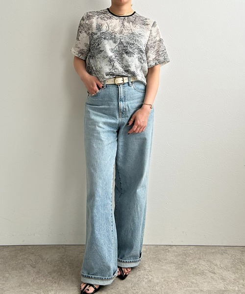 LHELBIE（レルビエ）の「サッカープリントブラウス（シャツ/ブラウス・レディース・ブラック/ベージュ/ネイビー・M）」の7枚目の写真