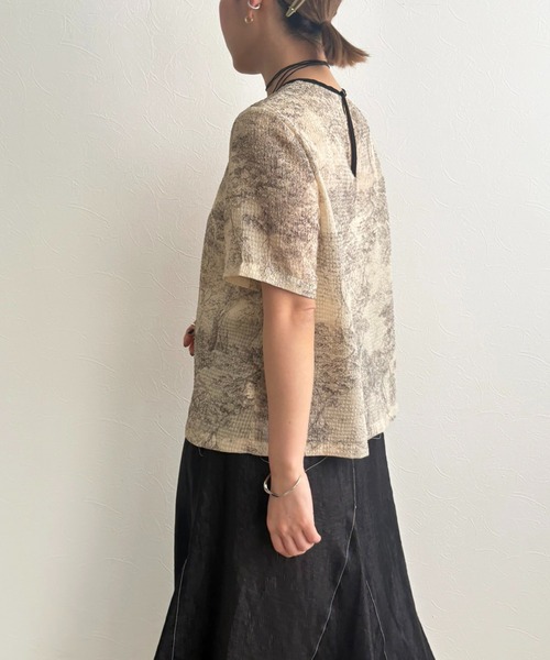 LHELBIE（レルビエ）の「サッカープリントブラウス（シャツ/ブラウス・レディース・ブラック/ベージュ/ネイビー・M）」の22枚目の写真