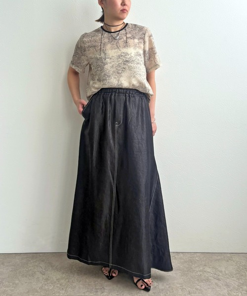 LHELBIE（レルビエ）の「サッカープリントブラウス（シャツ/ブラウス・レディース・ブラック/ベージュ/ネイビー・M）」の14枚目の写真