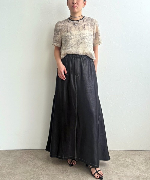 LHELBIE（レルビエ）の「サッカープリントブラウス（シャツ/ブラウス・レディース・ブラック/ベージュ/ネイビー・M）」の16枚目の写真