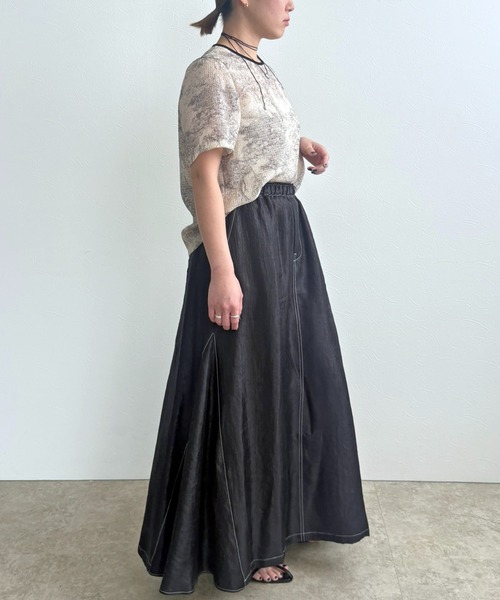 LHELBIE（レルビエ）の「サッカープリントブラウス（シャツ/ブラウス・レディース・ブラック/ベージュ/ネイビー・M）」の17枚目の写真