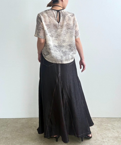 LHELBIE（レルビエ）の「サッカープリントブラウス（シャツ/ブラウス・レディース・ブラック/ベージュ/ネイビー・M）」の18枚目の写真