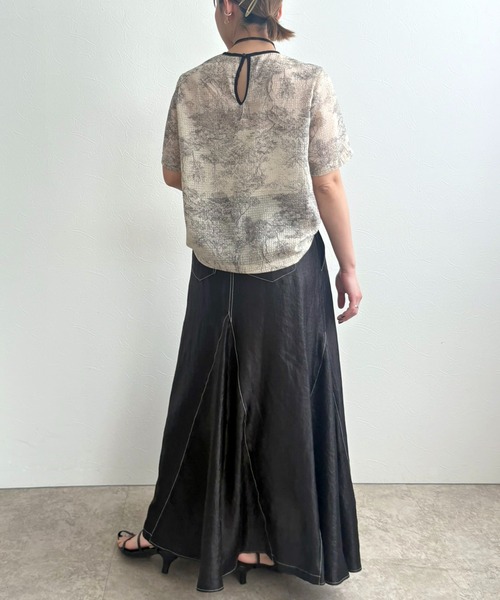 LHELBIE（レルビエ）の「サッカープリントブラウス（シャツ/ブラウス・レディース・ブラック/ベージュ/ネイビー・M）」の19枚目の写真