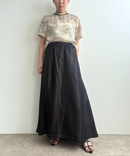 LHELBIE（レルビエ）の「サッカープリントブラウス（シャツ/ブラウス・レディース・ブラック/ベージュ/ネイビー・M）」の20枚目の写真