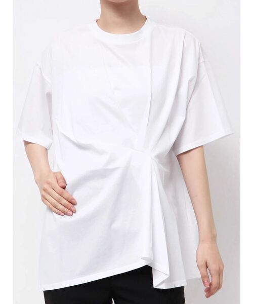 TONAL（トーナル）の「ツイストデザインTシャツ（Tシャツ/カットソー・レディース・オフホワイト/ベージュ/ブラウン・MEDIUM）」の2枚目の写真