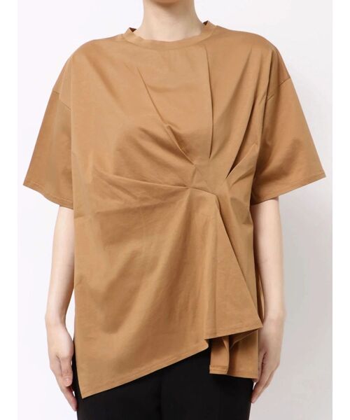 TONAL（トーナル）の「ツイストデザインTシャツ（Tシャツ/カットソー・レディース・オフホワイト/ベージュ/ブラウン・MEDIUM）」の4枚目の写真