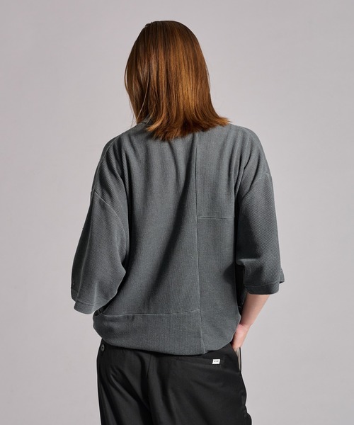 WETTEMPT（ウィテンプト）の「SWITCHING PIGMENT WAFFLE POLO / 切り替えピグメントワッフルポロ（ポロシャツ・メンズ・チャコール/ベージュ/グレー/ブルー・SMALL/MEDIUM/LARGE）」の9枚目の写真