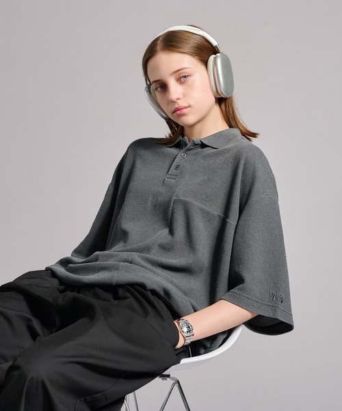 WETTEMPT（ウィテンプト）の「SWITCHING PIGMENT WAFFLE POLO / 切り替えピグメントワッフルポロ（ポロシャツ・メンズ・チャコール/ベージュ/グレー/ブルー・SMALL/MEDIUM/LARGE）」の15枚目の写真