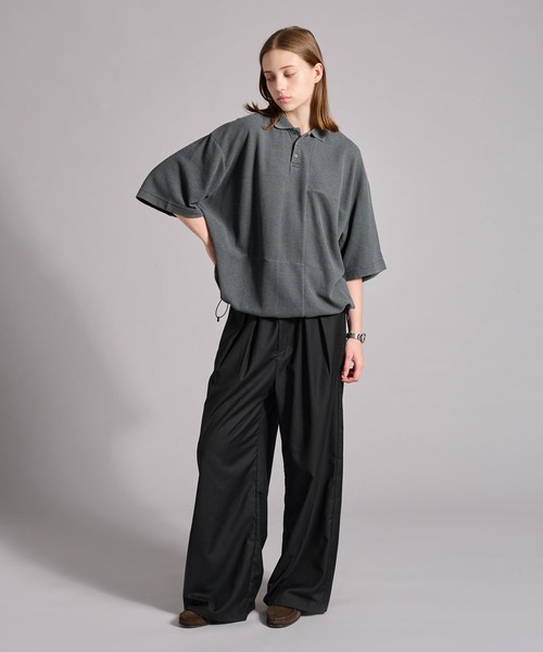 WETTEMPT（ウィテンプト）の「SWITCHING PIGMENT WAFFLE POLO / 切り替えピグメントワッフルポロ（ポロシャツ・メンズ・チャコール/ベージュ/グレー/ブルー・SMALL/MEDIUM/LARGE）」の10枚目の写真