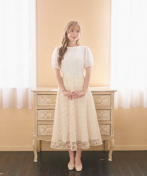 Areeam（アリーム）の「フラワー刺繍チュールスカート（スカート・レディース・オフホワイト/ライトパープル・FREE）」の17枚目の写真