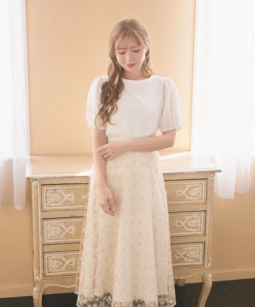 Areeam（アリーム）の「フラワー刺繍チュールスカート（スカート・レディース・オフホワイト/ライトパープル・FREE）」の22枚目の写真