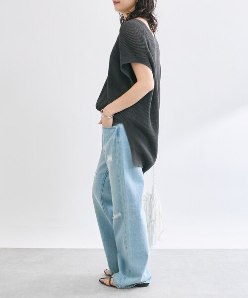 ☆新品☆ RIVE DROITE　ギマコットンニットベストダークグレー RIVE DROITE｜【ウォッシャブル】ギマコットンニットベスト