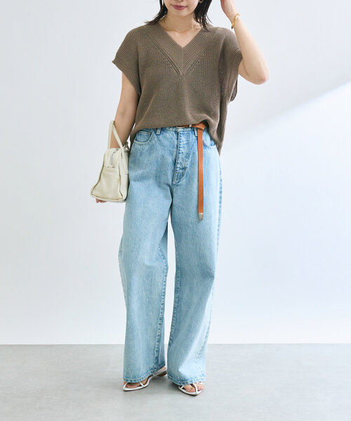 ☆新品☆ RIVE DROITE　ギマコットンニットベストダークグレー RIVE DROITE｜【ウォッシャブル】ギマコットンニットベスト
