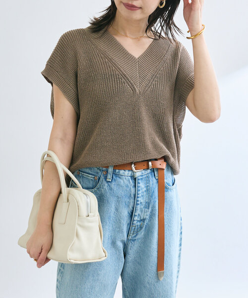 RIVE DROITE(リヴドロワ)の「【ウォッシャブル】ギマコットンニットベスト(ニット/セーター・レディース・チャコールグレー/モカ・FREE)」の12枚目の写真