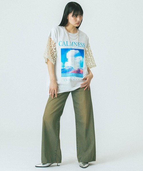 OKIRAKU(オキラク) Tシャツ OKIRAKU×ROSEBUD)DAISY SLEEVE GRAPHIC TEE（Tシャツ/カットソー