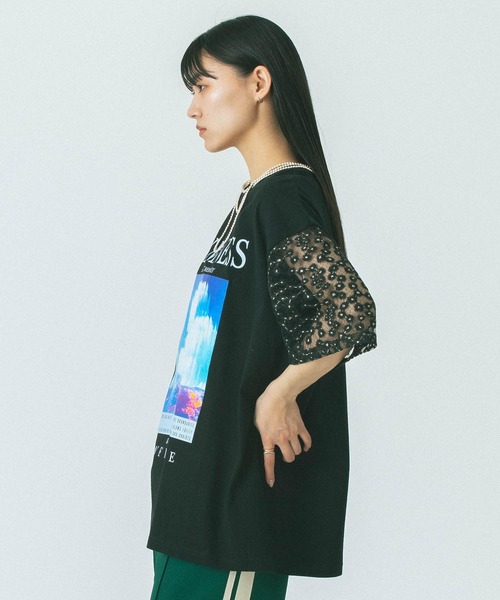 OKIRAKU×ROSEBUD)DAISY SLEEVE GRAPHIC TEE（Tシャツ/カットソー