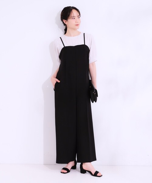 DRESKIP（ドレスキップ）の「【S-LL】Iラインですっきり見え 大人見えサロペット（サロペット/オーバーオール・レディース・ブラック/ブラウン系/チャコールグレー・01/02/03/04）」の8枚目の写真