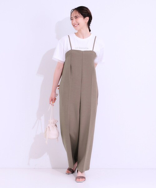 DRESKIP（ドレスキップ）の「【S-LL】Iラインですっきり見え 大人見えサロペット（サロペット/オーバーオール・レディース・ブラック/ブラウン系/チャコールグレー・01/02/03/04）」の12枚目の写真