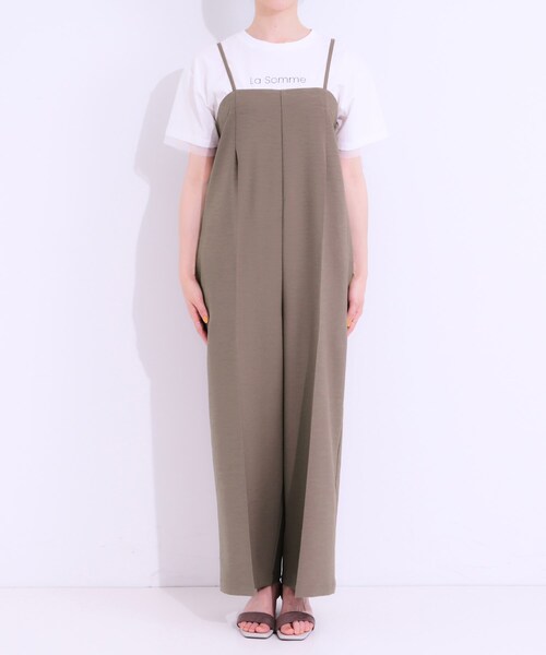 DRESKIP（ドレスキップ）の「【S-LL】Iラインですっきり見え 大人見えサロペット（サロペット/オーバーオール・レディース・ブラック/ブラウン系/チャコールグレー・01/02/03/04）」の16枚目の写真