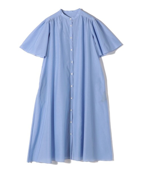セール】SHIPS Primary Navy Label:コットン シルク ギャザー