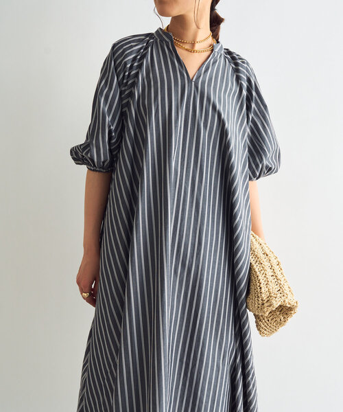 un dix cors（アンディコール）の「《一枚で着映え》スキッパーストライプワンピース（シャツワンピース・レディース・ブラック/ブルー/キャメル・FREE）」の20枚目の写真