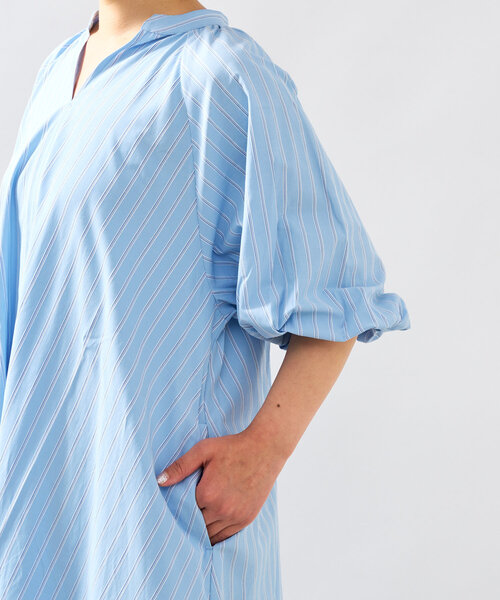 un dix cors（アンディコール）の「《一枚で着映え》スキッパーストライプワンピース（シャツワンピース・レディース・ブラック/ブルー/キャメル・FREE）」の17枚目の写真