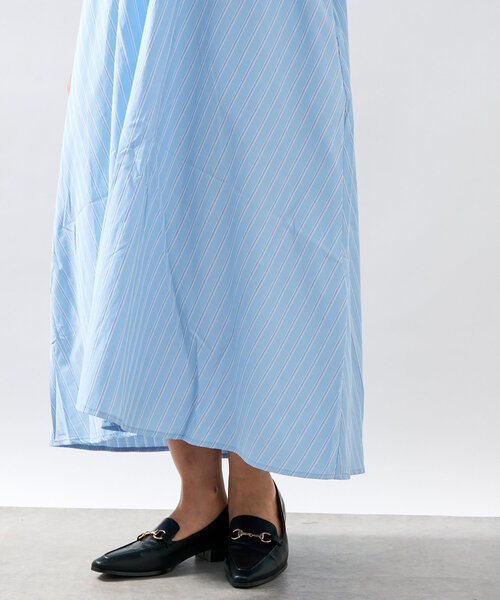 un dix cors（アンディコール）の「《一枚で着映え》スキッパーストライプワンピース（シャツワンピース・レディース・ブラック/ブルー/キャメル・FREE）」の18枚目の写真