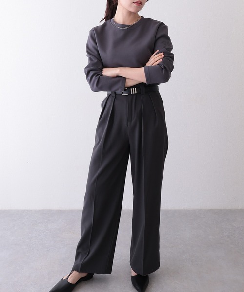 DAYRA(デイラ)の「ソリッドカラー クルーネック 長袖 ベーシック Tシャツ(Tシャツ/カットソー・レディース・ブラック/チャコールグレー/ホワイト/ベージュ/モカ/ミント・FREE/S)」の13枚目の写真