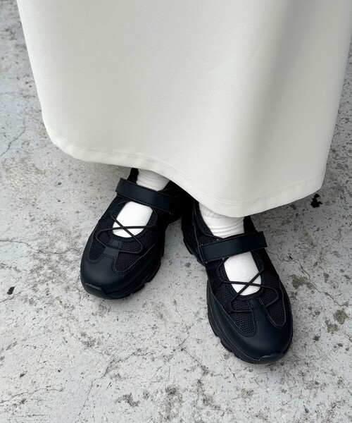 FREDDY メッシュ ブラック スニーカー 37 ベルクロメッシュスニーカー（5-0568-3-37-101）｜fredy emue(フレディ