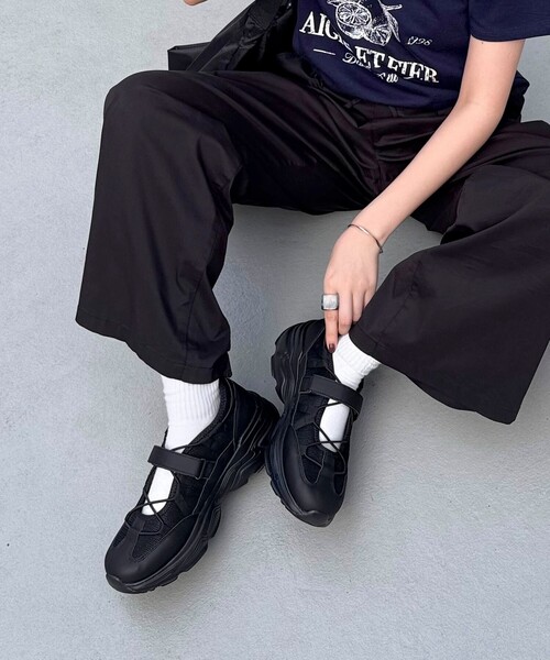 fredy emue（フレディエミュ）の「ベルクロメッシュスニーカー（スニーカー・レディース・ブラック/オフホワイト・M/S/L）」の7枚目の写真