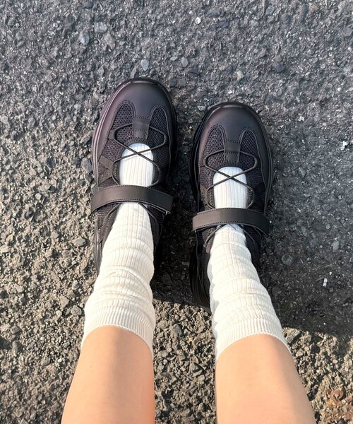 fredy emue（フレディエミュ）の「ベルクロメッシュスニーカー（スニーカー・レディース・ブラック/オフホワイト・M/S/L）」の20枚目の写真