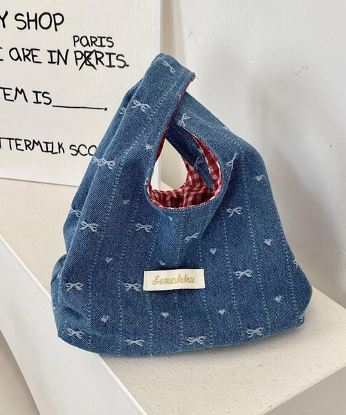 スヌーピー 刺繍デニムミニトートバッグ
