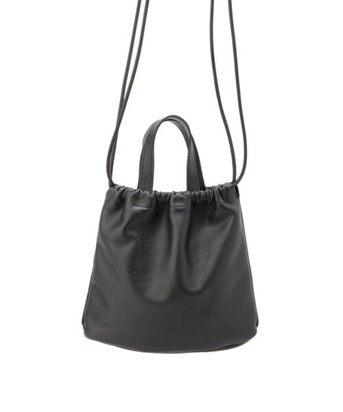 Ungrid（アングリッド）の「ポケットデザイン巾着レザーバッグ（ショルダーバッグ・レディース・ブラック・FREE）」の6枚目の写真