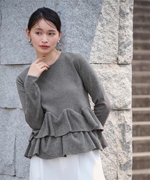 フリル付きグレー系ニットトップス フリル付きグレー系ニットトップス 楽天市場】フリル（カラーグレー