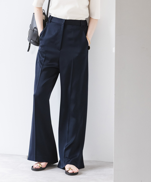【新品】ルナサテン ベルテッドパンツ Noble（ノーブル）の「【洗える】ルナサテンベルテッドパンツ