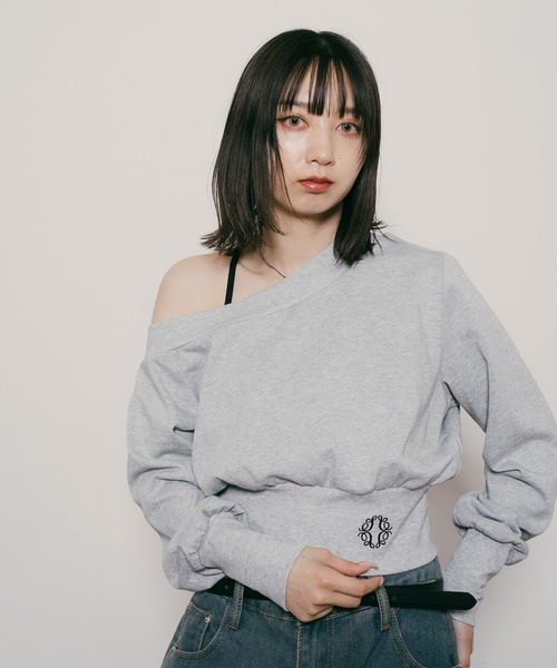 Subciety（サブサエティ）の「One shoulder sweatshirt【WOMEN】（スウェット・レディース・グレー/ブラック・FREE）」の10枚目の写真