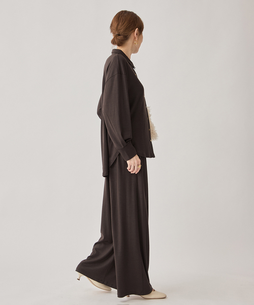 VERMEIL par iena（ヴェルメイユパーイエナ）の「wool 100 jersey tuck パンツ（その他パンツ・レディース・ブラック/ブラウン・FREE）」の6枚目の写真