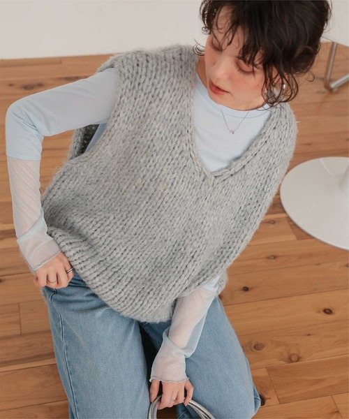 ローゲージニットベスト（ベスト）｜titivate（ティティベイト）の