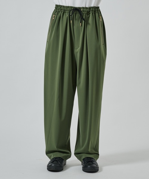 CULLNI スラックス セール】Melange Stripe Twill Side Drawstring Relux Wide Pant