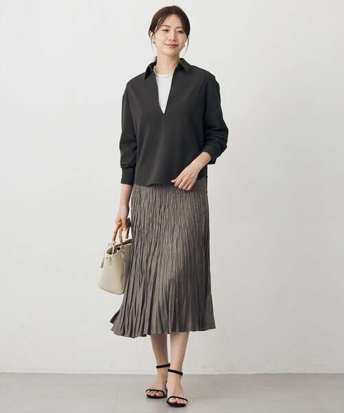 J.PRESS Ladies(J.プレス レディス)の「ジョーゼットダンボール スキッパー カットソー(Tシャツ/カットソー・レディース・ライトグレー系/グレー系/パープル系・SMALL)」の7枚目の写真