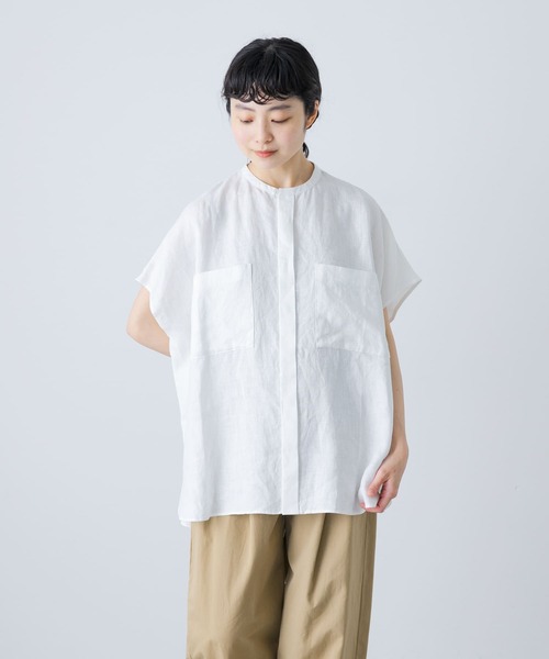 専用◎かぐれ　リネンフリルフレンチワイドシャツ　ホワイト 専用◎かぐれ リネンフリルフレンチワイドシャツ ホワイト リネンW