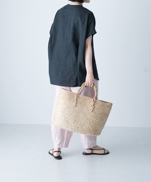 リネンWポケットフレンチシャツ／かぐれ（kagure） リネンWポケットフレンチシャツ（シャツ/ブラウス）｜かぐれ