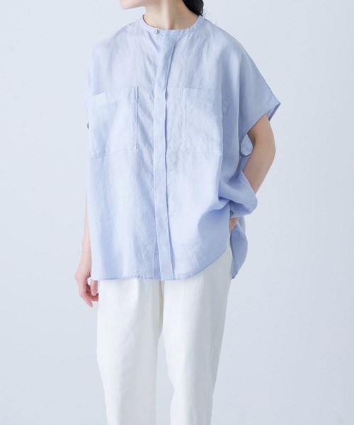 【かぐれ】25SS リネンWポケットフレンチシャツ LIGHT BLUE リネンWポケットフレンチシャツ(シャツ/ブラウス)|かぐれ
