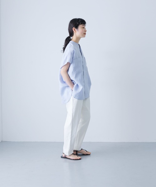 【かぐれ】25SS リネンWポケットフレンチシャツ　LIGHT BLUE かぐれ（カグレ）の「リネンWポケットフレンチシャツ（シャツ/ブラウス