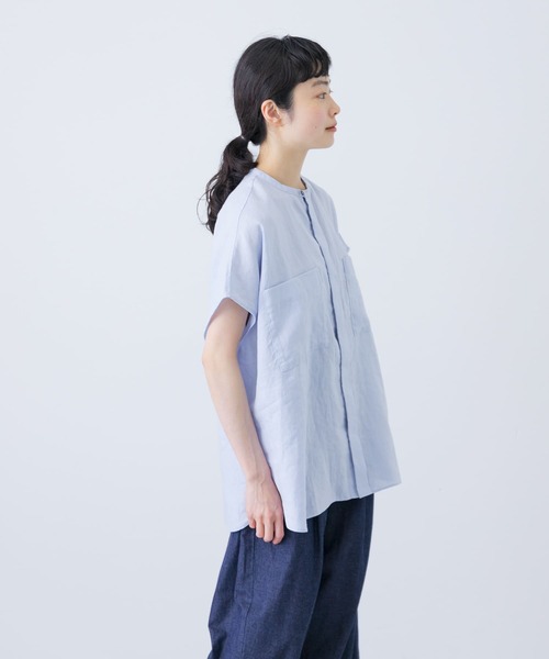 かぐれ（カグレ）の「リネンWポケットフレンチシャツ（シャツ/ブラウス